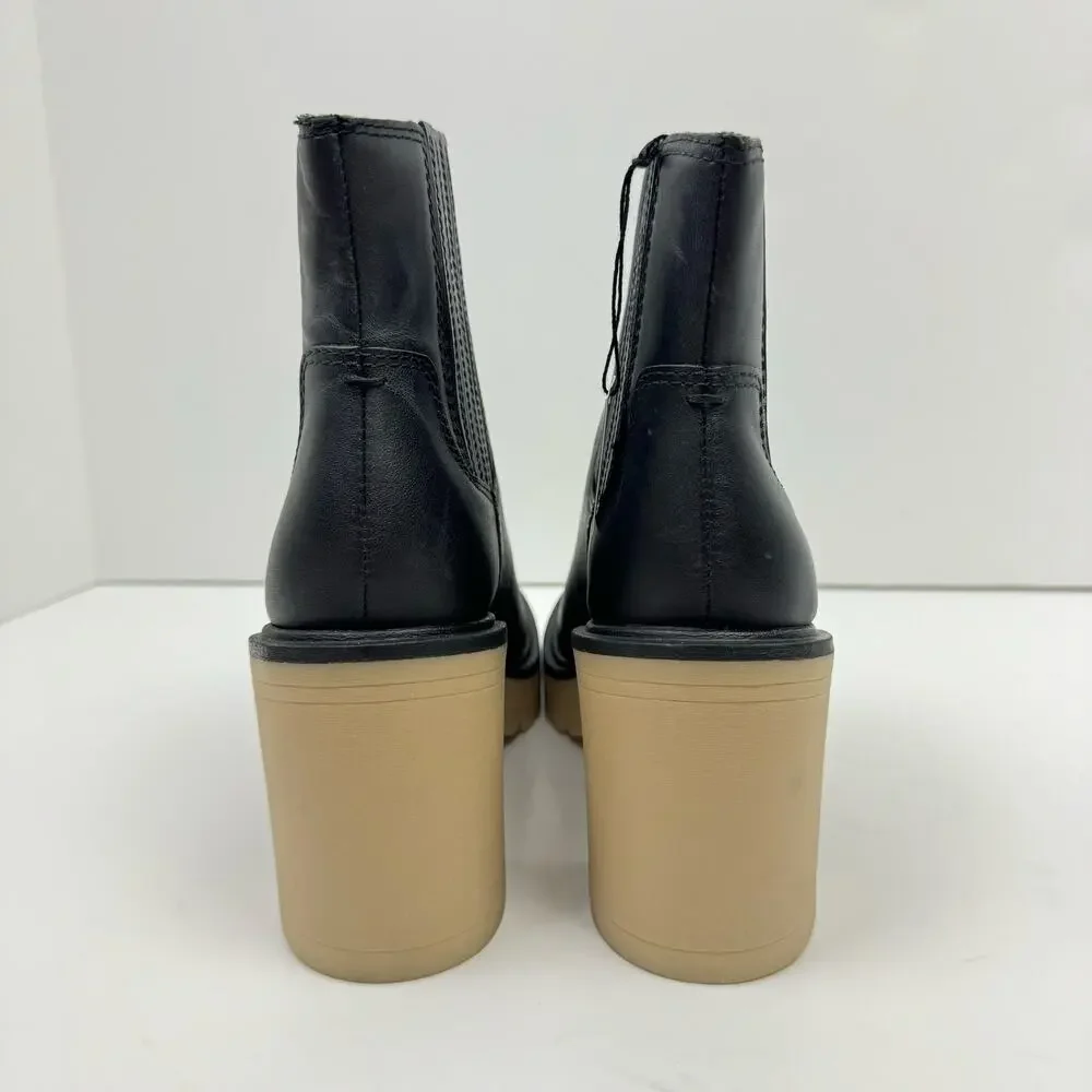 NEW Dolce Vita Caster H2O Waterproof Black Leather Lug Sole Ankle Boots Booties